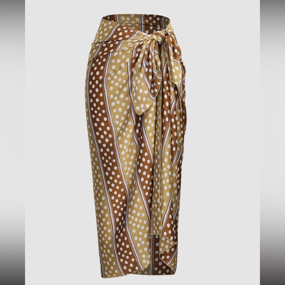 Polka dot knot side cover up skirt